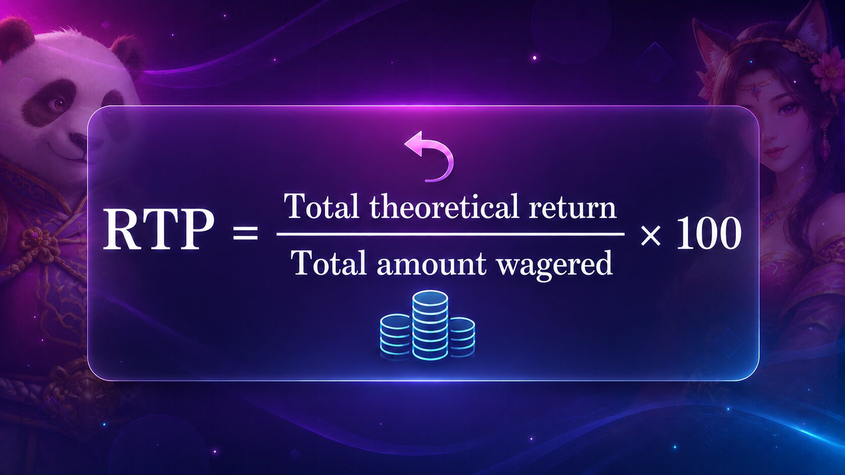 RTP formula: RTP equals total theoretical return divided by total amount wagered, multiplied by 100